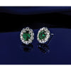 Oval Gemstone & Diamond Halo Post Earrings