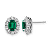 Oval Gemstone & Diamond Halo Post Earrings