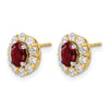 Oval Gemstone & Diamond Halo Post Earrings
