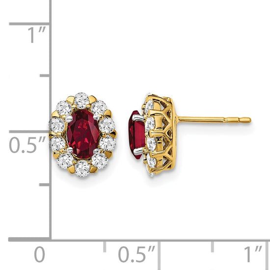 Oval Gemstone & Diamond Halo Post Earrings