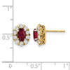 Oval Gemstone & Diamond Halo Post Earrings