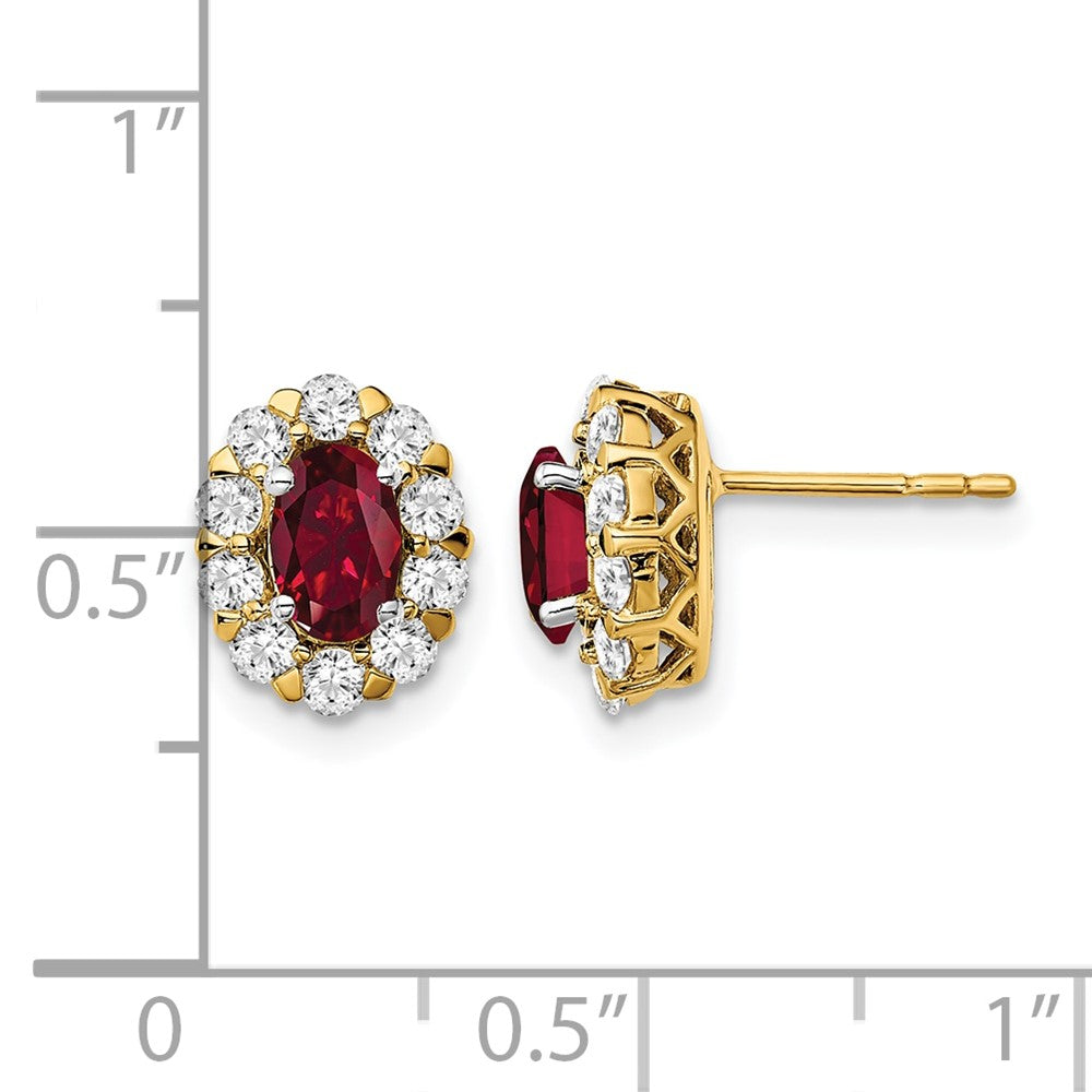 Oval Gemstone & Diamond Halo Post Earrings