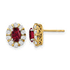 Oval Gemstone & Diamond Halo Post Earrings