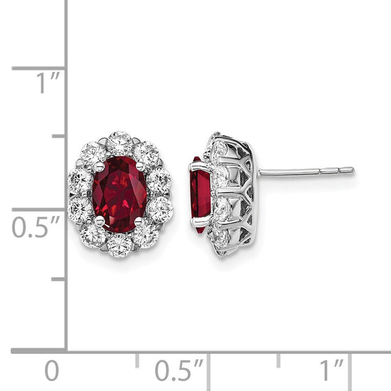 Oval Gemstone & Diamond Halo Post Earrings