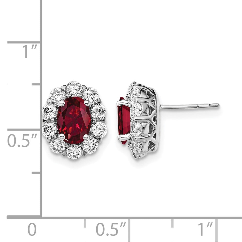 Oval Gemstone & Diamond Halo Post Earrings