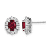 Oval Gemstone & Diamond Halo Post Earrings