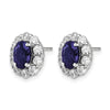 Oval Gemstone & Diamond Halo Post Earrings