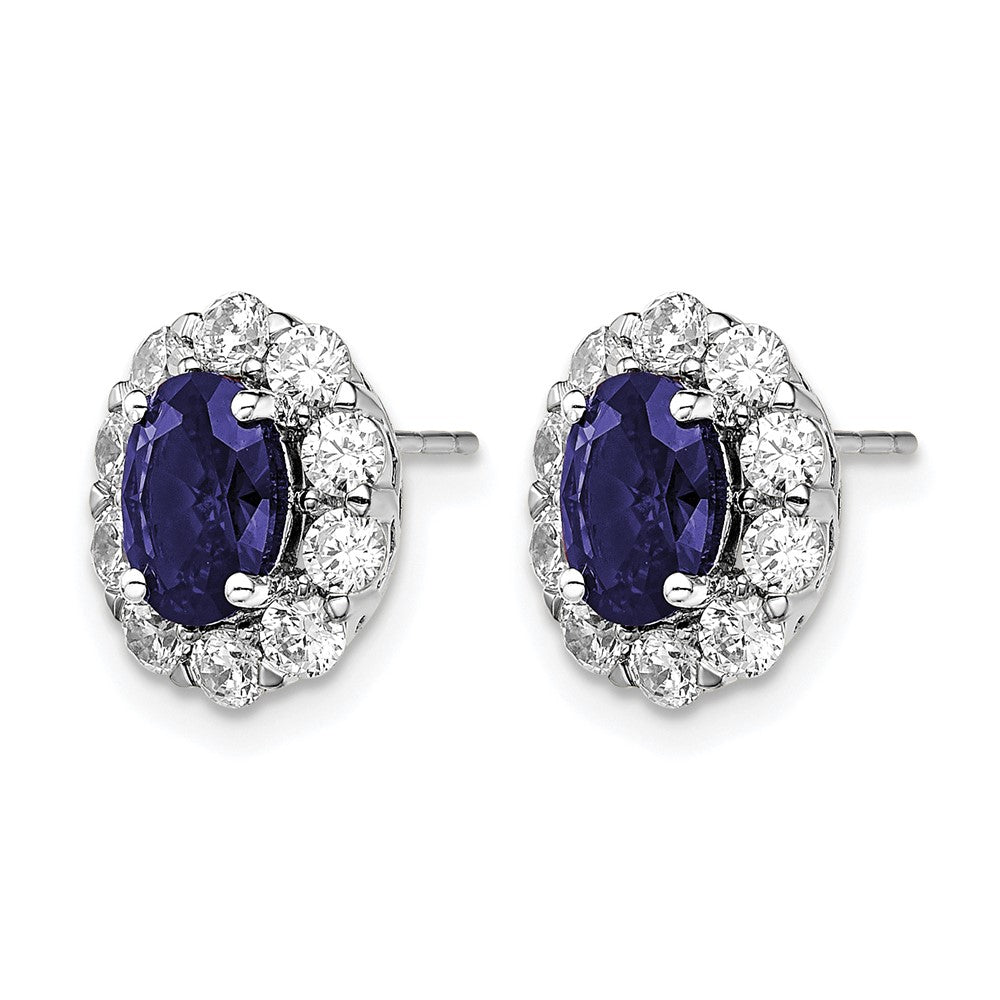 Oval Gemstone & Diamond Halo Post Earrings