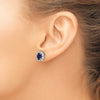 Oval Gemstone & Diamond Halo Post Earrings