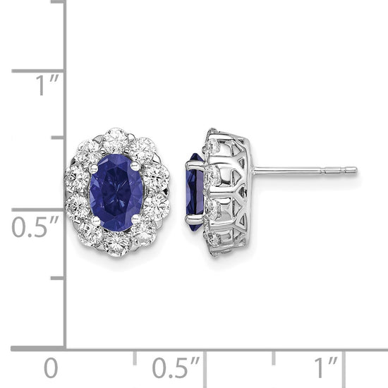 Oval Gemstone & Diamond Halo Post Earrings