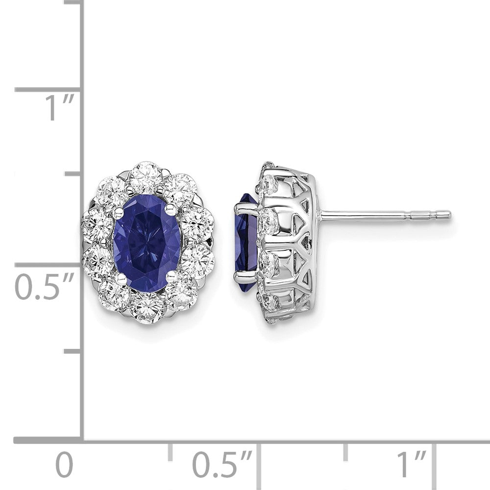 Oval Gemstone & Diamond Halo Post Earrings