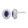 Oval Gemstone & Diamond Halo Post Earrings
