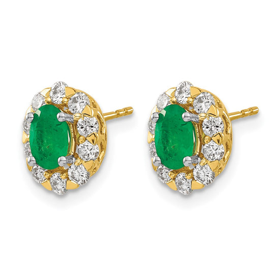 Oval Gemstone & Diamond Halo Post Earrings