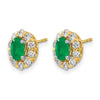Oval Gemstone & Diamond Halo Post Earrings