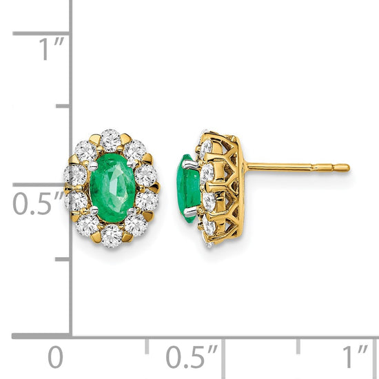 Oval Gemstone & Diamond Halo Post Earrings