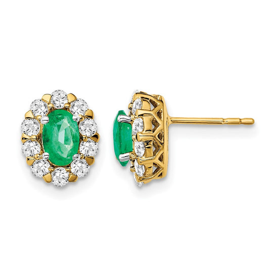 Oval Gemstone & Diamond Halo Post Earrings