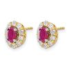 Oval Gemstone & Diamond Halo Post Earrings