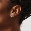 Oval Gemstone & Diamond Halo Post Earrings