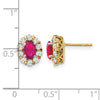Oval Gemstone & Diamond Halo Post Earrings