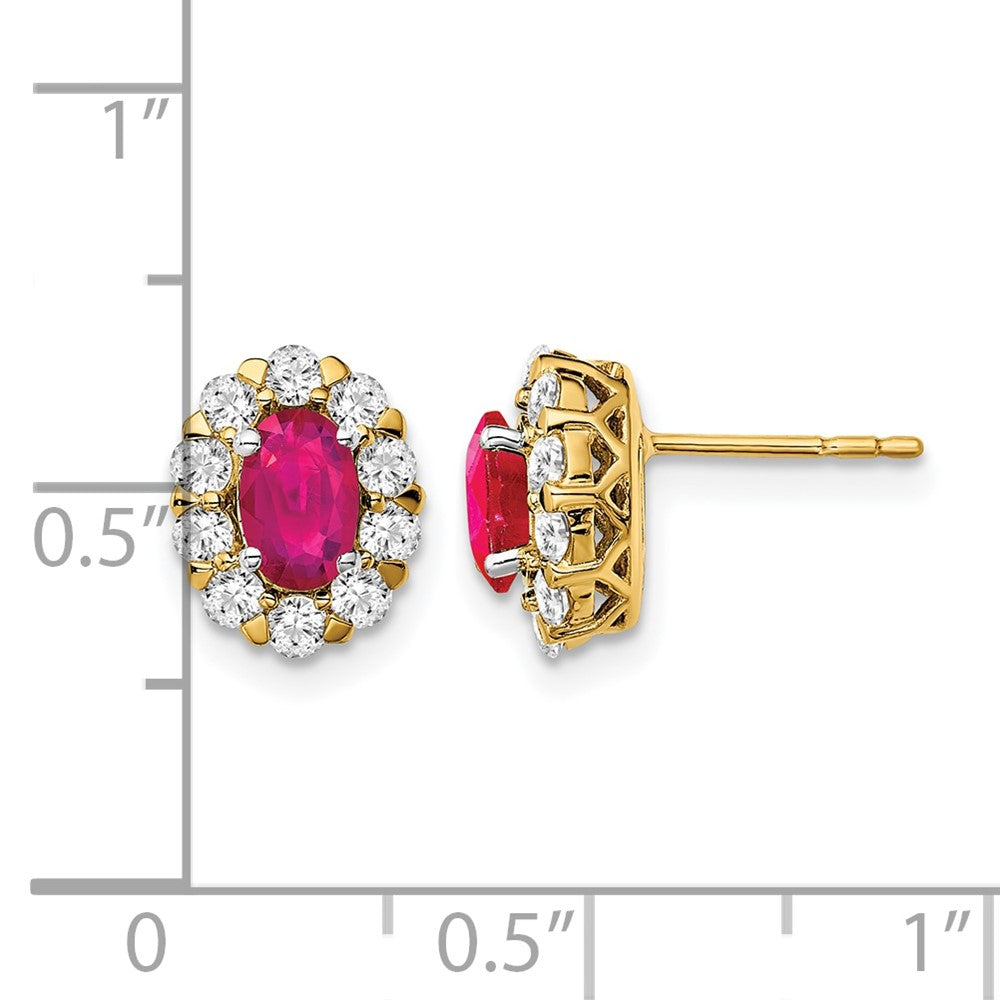 Oval Gemstone & Diamond Halo Post Earrings