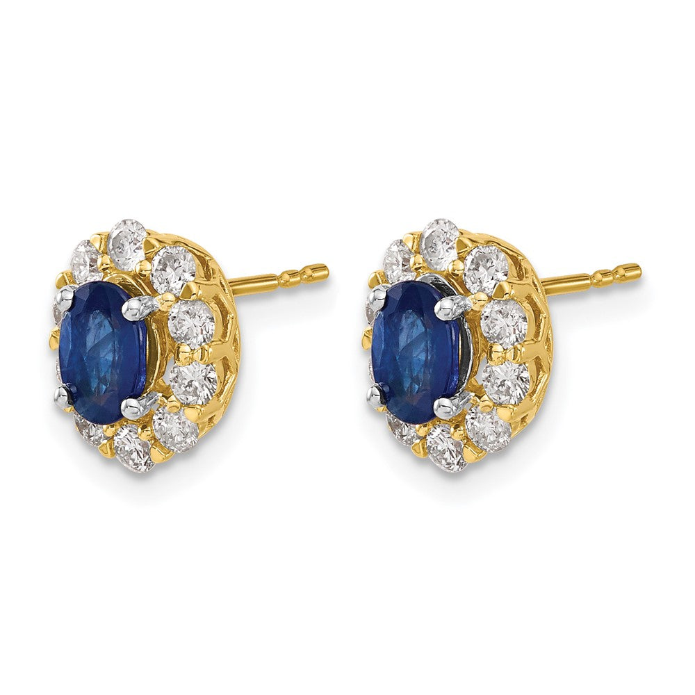 Oval Gemstone & Diamond Halo Post Earrings