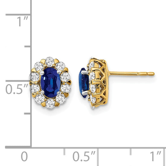 Oval Gemstone & Diamond Halo Post Earrings