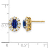 Oval Gemstone & Diamond Halo Post Earrings