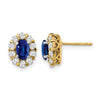 Oval Gemstone & Diamond Halo Post Earrings
