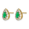 Pear Gemstone and Diamond Halo Post Earringss
