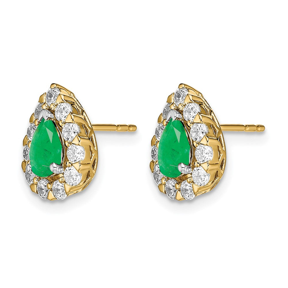 Pear Gemstone and Diamond Halo Post Earringss