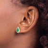 14k 6x4mm Pear Emerald and 3/4 carat Diamond Halo Post Earrings