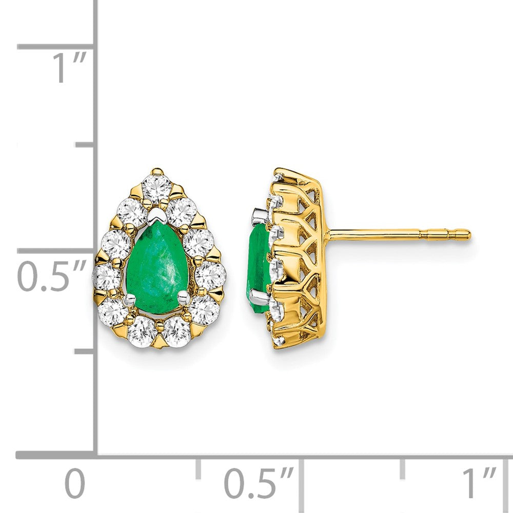 Pear Gemstone and Diamond Halo Post Earringss