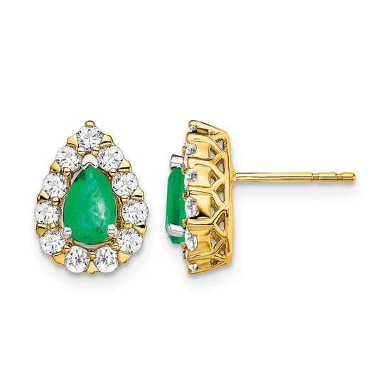 Pear Gemstone and Diamond Halo Post Earringss