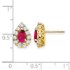Pear Gemstone and Diamond Halo Post Earringss