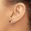 Pear Gemstone and Diamond Halo Post Earringss