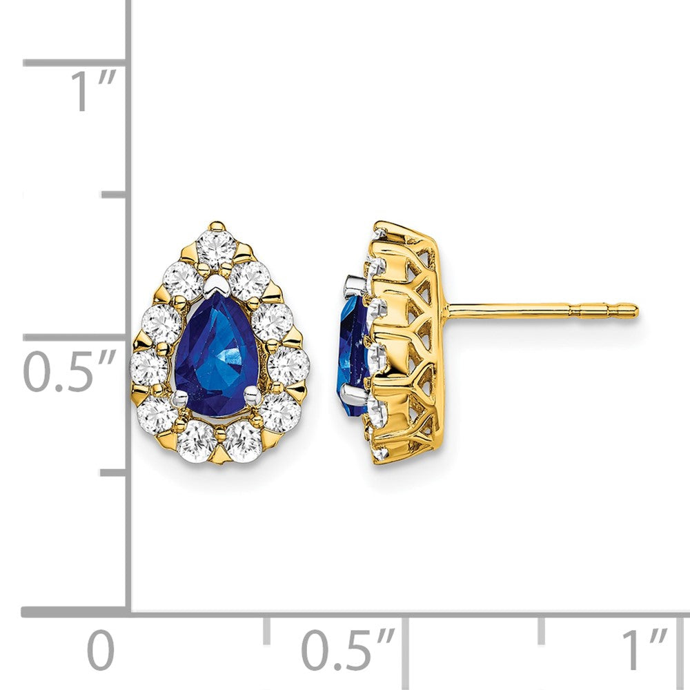 Pear Gemstone and Diamond Halo Post Earringss