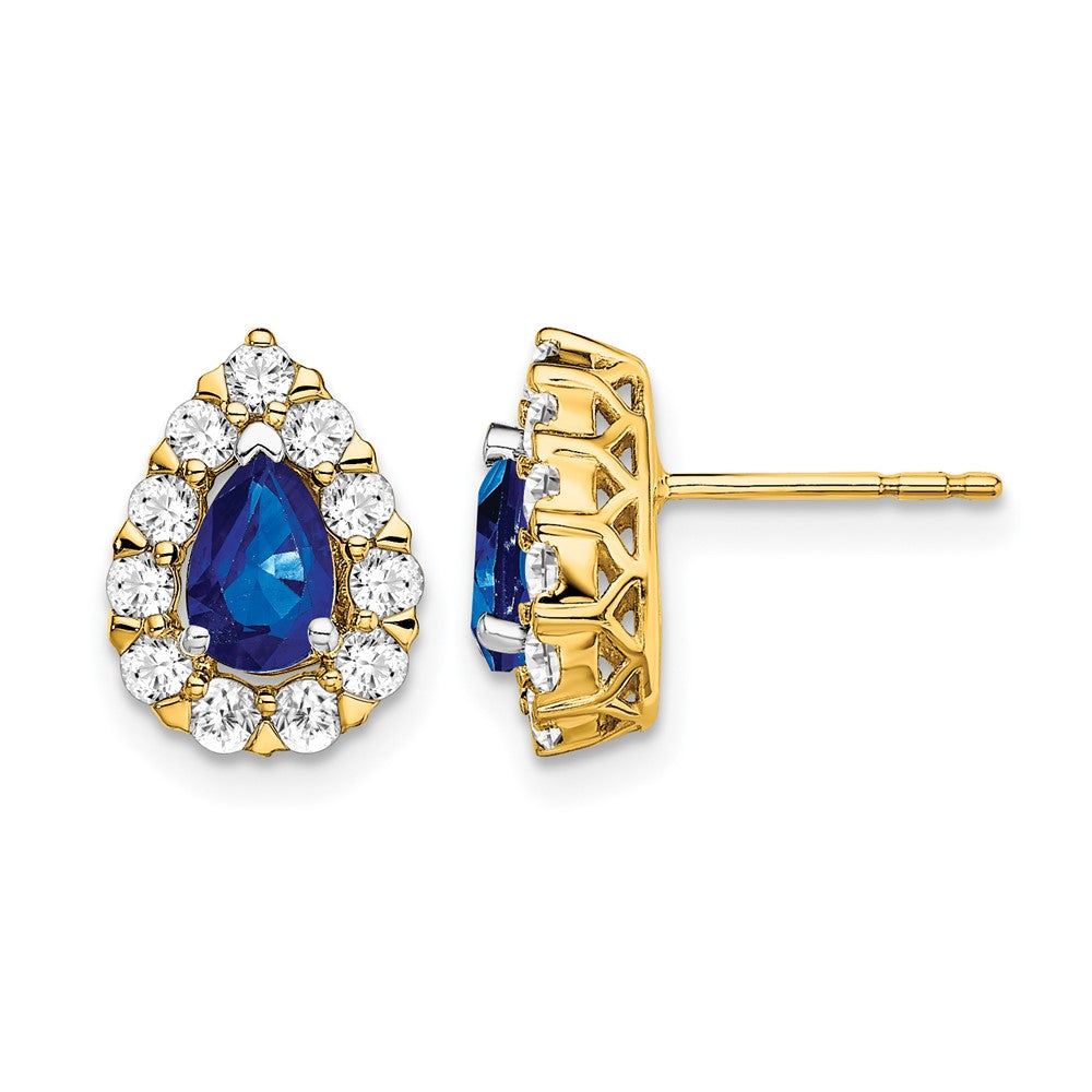 Pear Gemstone and Diamond Halo Post Earringss