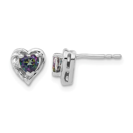 Gemstone and Diamond Heart Earrings