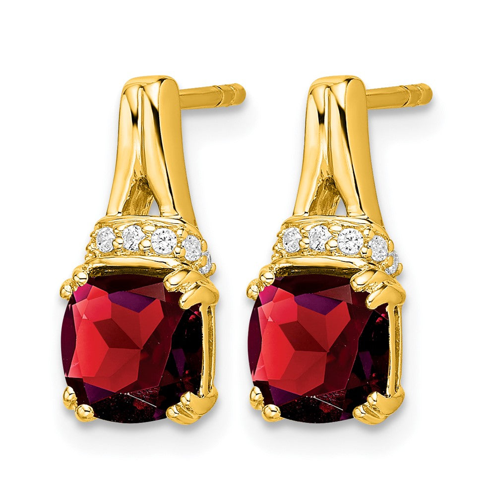 10k Yellow Gold Garnet and Diamond Earrings