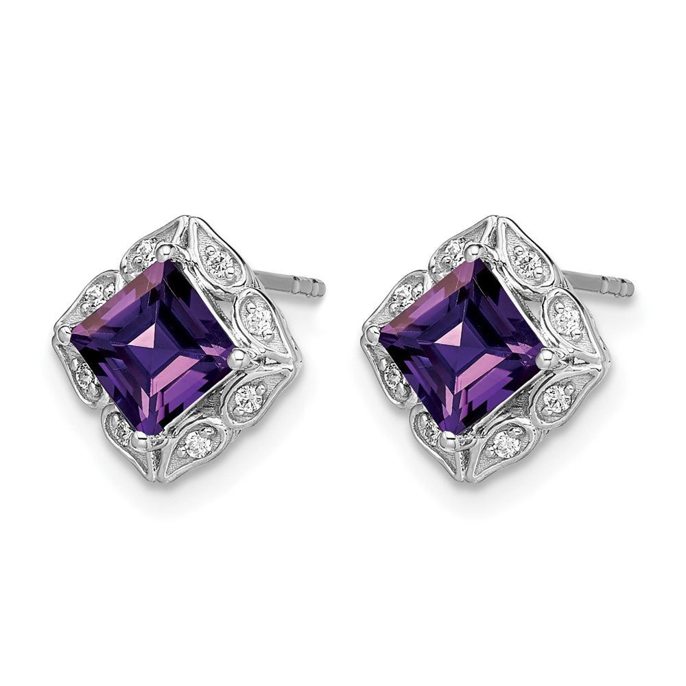 Princess Amethyst and Diamond Earrings