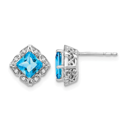 Princess Amethyst and Diamond Earrings