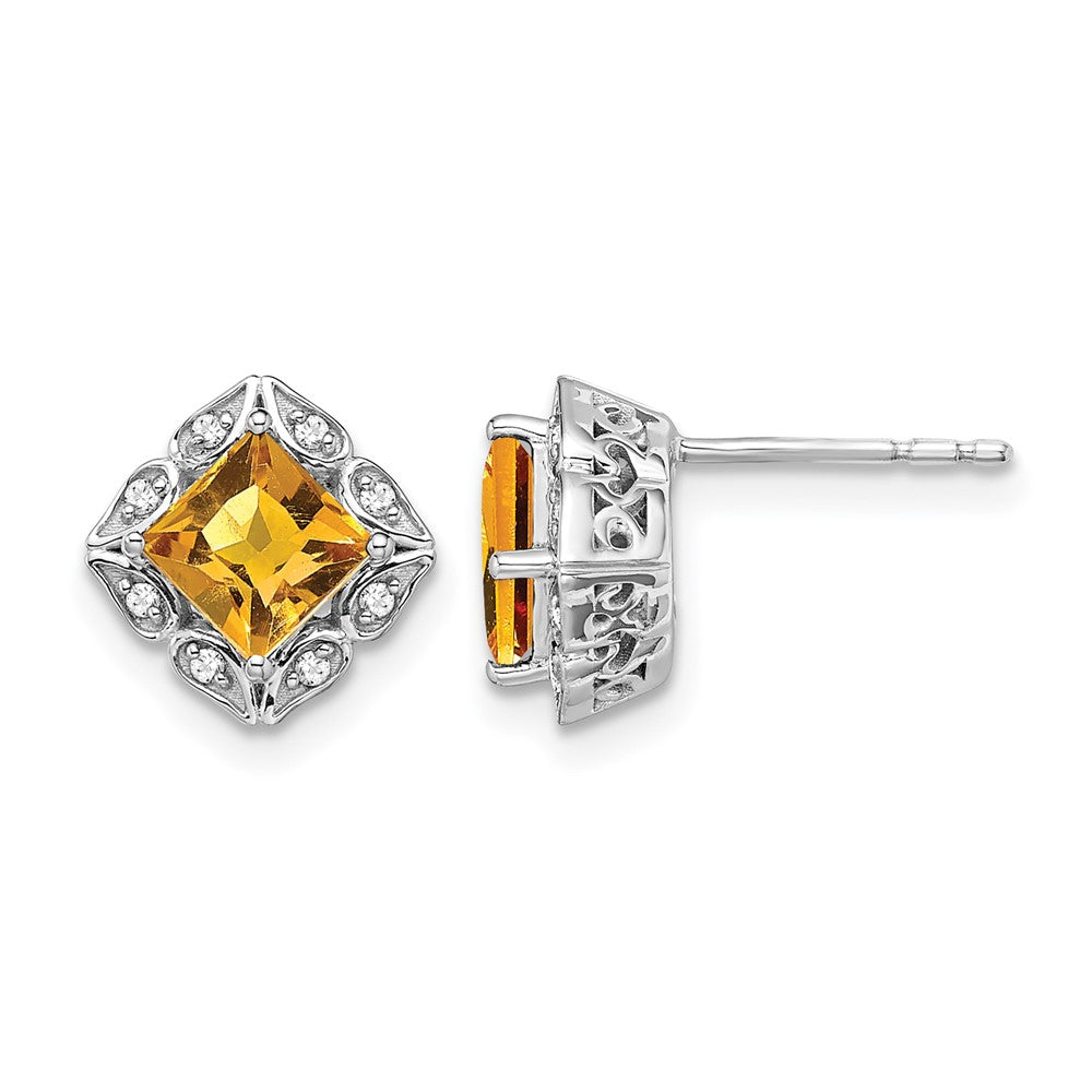 Princess Amethyst and Diamond Earrings