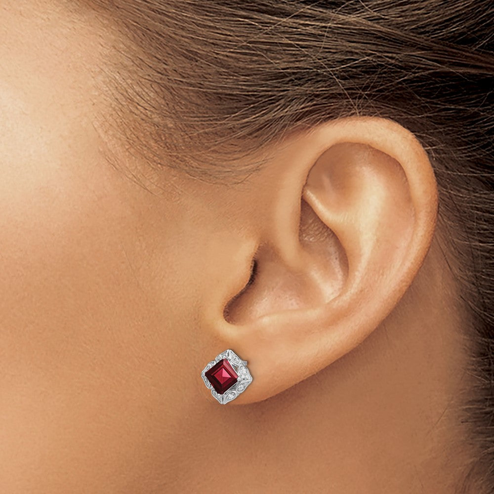 Princess Amethyst and Diamond Earrings