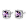 Cushion Gemstone and Diamond Halo Earrings