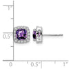 Cushion Gemstone and Diamond Halo Earrings