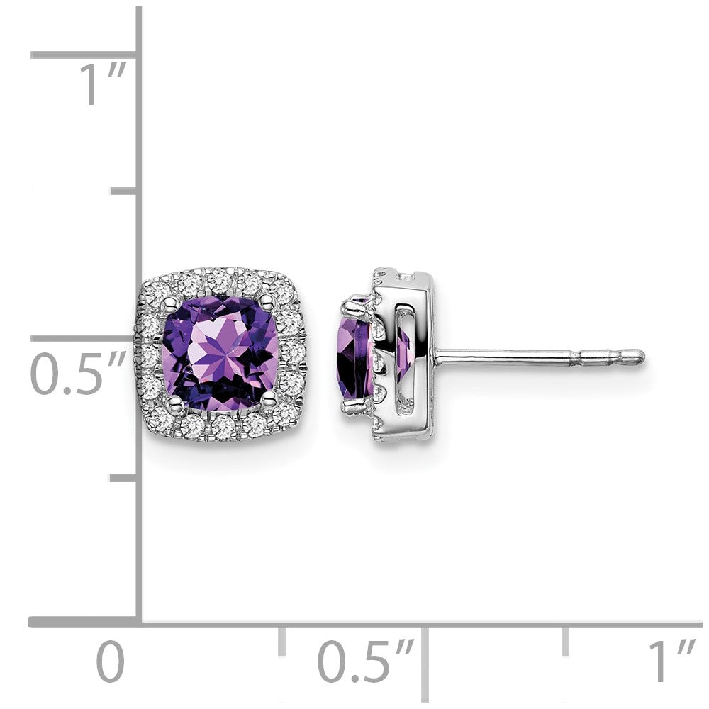 Cushion Gemstone and Diamond Halo Earrings