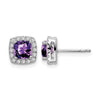 Cushion Gemstone and Diamond Halo Earrings