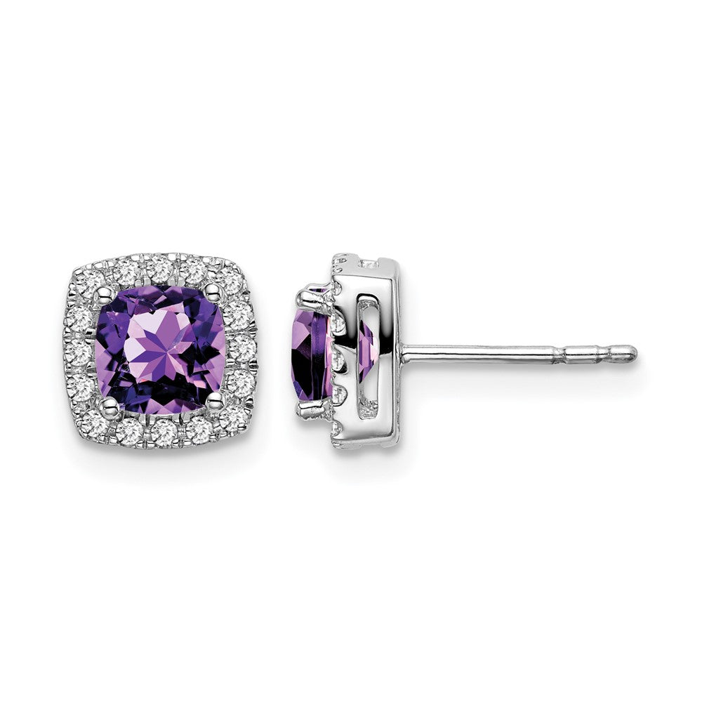Cushion Gemstone and Diamond Halo Earrings