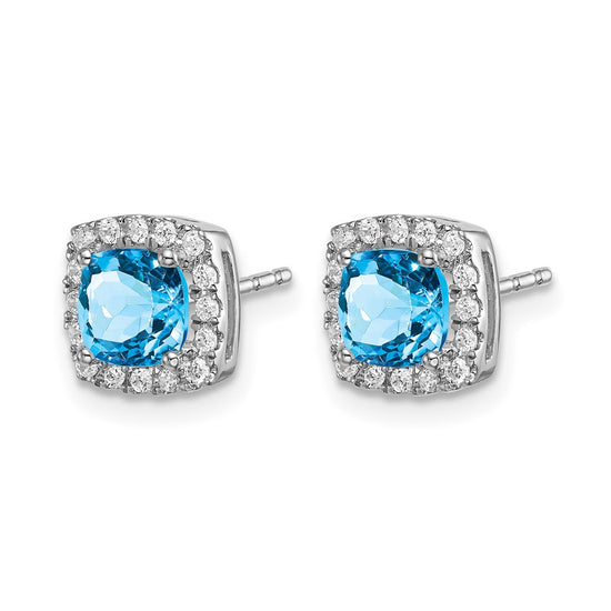 Cushion Gemstone and Diamond Halo Earrings