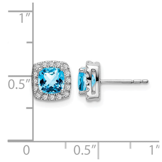 Cushion Gemstone and Diamond Halo Earrings